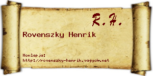 Rovenszky Henrik névjegykártya